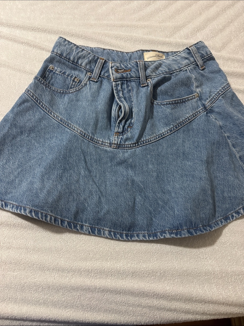 Light Blue Denim Mini Skirt - for and flare